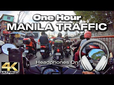Driving in MANILA TRAFFIC - One Hour // Manila Traffic Sounds [4K]