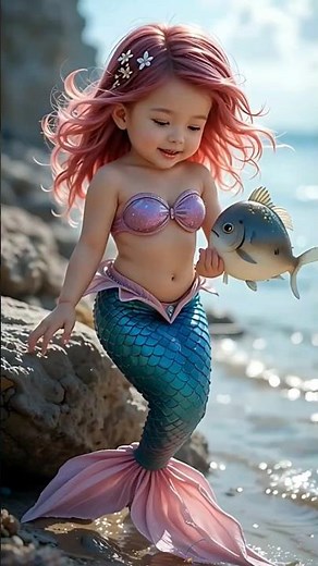 Cutest Baby Mermaid Kisses a Fish 🐠💕 | Magical Ocean Moment Caught on Camera!