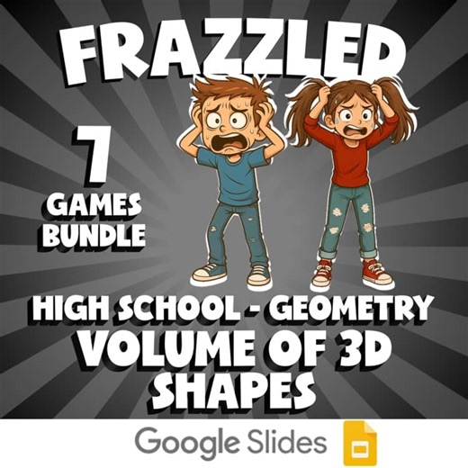 7 FRAZZLED Math Games - Volume of 3D Shapes - Geometry No Prep Review