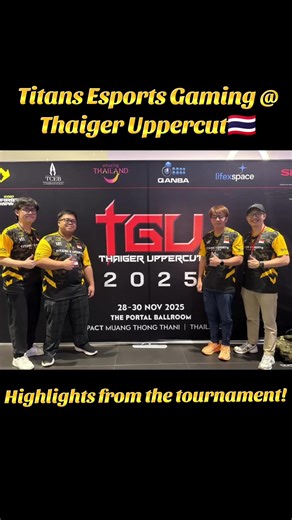After 3 days of intense competition, our boys representing Titans Esports Gaming has ended their Thaiger Uppercut Journey! Let's watch some highlights from the tournament! Here are the results: 3v3 Street Fighter Team Tournament - 5th place DoubleJ_: 2XKO - 17th place Street Fighter 6 1v1 - 17th place Azaradin : Street Fighter 6 1v1 - 17th place Yendor Street Fighter 6 1v1 - 33rd place Thank you to everyone who has supported us along the way! And a big thank you to AGON by AOC, Nacon, and Varmil