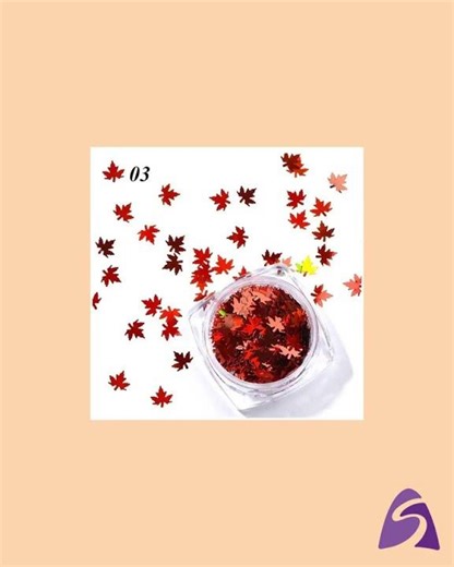 Maple Leaf Nail Design - Fall Nail Sequins