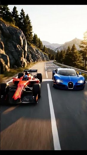 Formula 1 vs Bugatti Veyron | Mountain Road Race Who Wins the Race? #bugattiveyron #cars #formula1