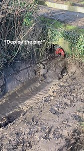 Another option for clearing of blocked culverts is one of our “pigs” (we’ve got them in different sizes, this one is going through a 2’6” culvert) (There has to be room to get draining rods through to then pull a chain through to, in turn, pull the pig through) | Jones contracting