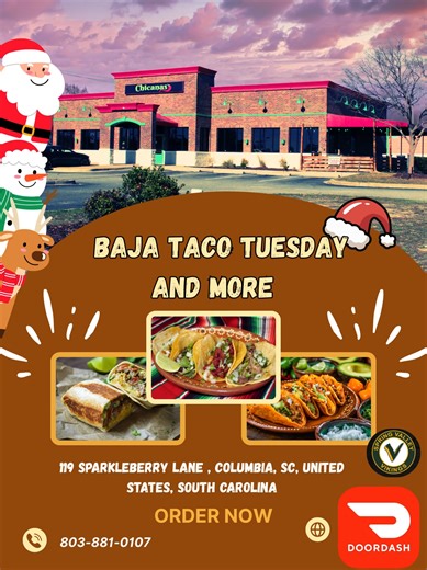 🎄 Taco Tuesday at Chicana’s — Celebrate the Holiday Season With Us! 🌮✨ The Ho! Ho! Ho! Christmas spirit has officially arrived at Chicana’s, and we invite you to join us for a festive and flavorful celebration this holiday season. As December begins, we are excited to welcome our guests with an atmosphere filled with joy, warmth, and community. Every Taco Tuesday, Chicana’s continues to offer the best prices, the highest-quality flavors, and an experience that combines great food with an engag