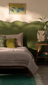 Inspired by the ebb and flow of the sea, the Shoreline Upholstered Bed is a modern take on bedroom calm - curved like a gentle tide, and dressed in a deep green that grounds the room 🛌🏽🌱 Upholstered and minimal, it’s designed for bedrooms that breathe. You can customize the upholstery on any of our headboards and choose your bed frame as required from nearly 100 fabric options. Pair with the A-shaped bedside table with storage, at 30% Off. From our 2025 monsoon edit - explore handcrafted beds