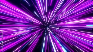 Hyperjump to another galaxy. The effect of jumping in space at the speed of light. neon glowing rays in motion. Moving through stars. Seamless loop.