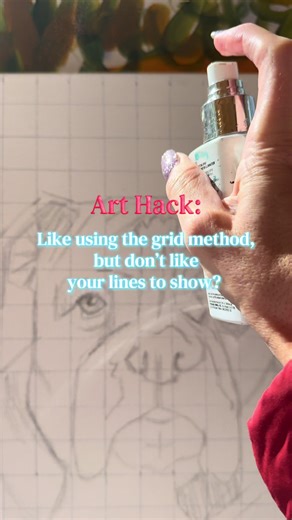 Art Hack: Draw your grid lines with a watercolor pencil and “erase” with water. Make sure your sketch is done with something water resistant, though. 😜