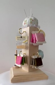 Embroidery Thread Holder: Basswood Sewing Stand With Pincushion - Etsy
