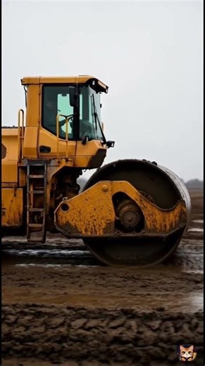 Heavy Steamroller Working in Wet Mud! 🚧🚜🌧️