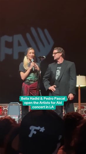 Coco Mocoe on Instagram: "What a special night! Bella Hadid & Pedro Pascal open the Artists for Aid concert n LA #bellahadid #pedropascal"
