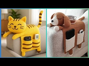 Crochet Sofa Arm Organizer Animals Pattern/Remote Holder Couch Caddy 2025