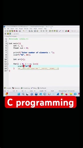 0306- How to find an average of arrays elements #cprogramming #coding #arrays