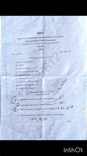 B.com computer applications kakatiya university, business organisation and management 1st semester