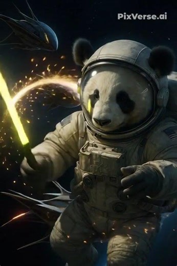 Panda Jedi vs Aliens… With a Twist 🐼✨ #panda #3danimation#space #alien