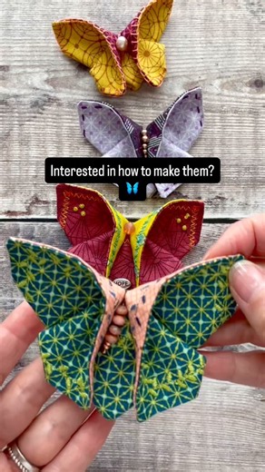 Fabric origami butterflies with beads - full tutorial linked in Short 🦋