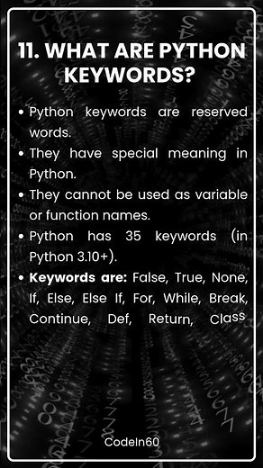 11. What are Python keywords? #ai #python