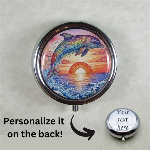 Dolphin Pillbox, Personalized Beach Birthday Gift / Custom Ocean Pill Box - Etsy
