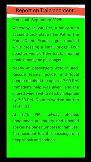 Train accident report writing in english class 12th &11th #report #trainaccident