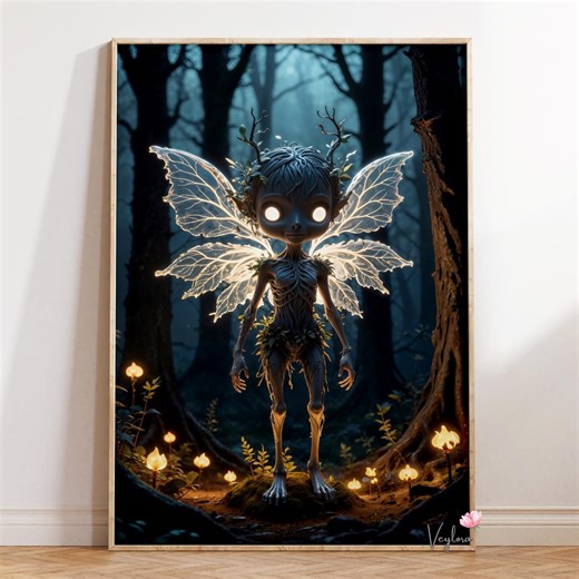 Glowing Forest Fairy Sprite With Light Wings Dark Enchanted Woodland Art Digital Download - Etsy