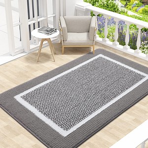 Buganda Indoor Door Mats, Absorbent Trapper Dirt Inside Doormats, Non Slip Low Profile Entry Door Mats, 32x48, Grey