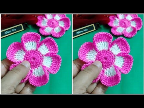 CROCHET: How to Crochet a Beautiful Flower | Crochet Big Flower Tutorial ( 2 Colours )