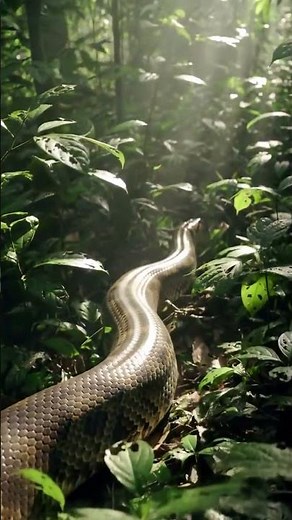 giant #anaconda slithering through the dense #green #forest