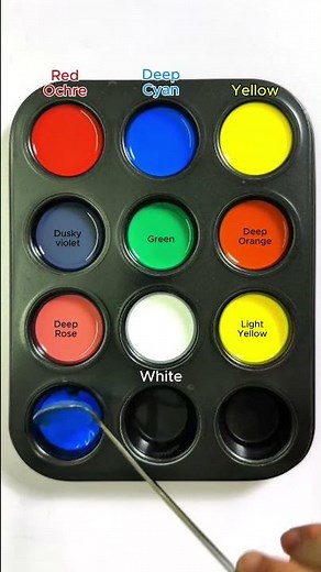 The 4 Basic Colors Mixing Challenge.#asmr #mix #colormixing #acrylicpainting #colors #blue #red