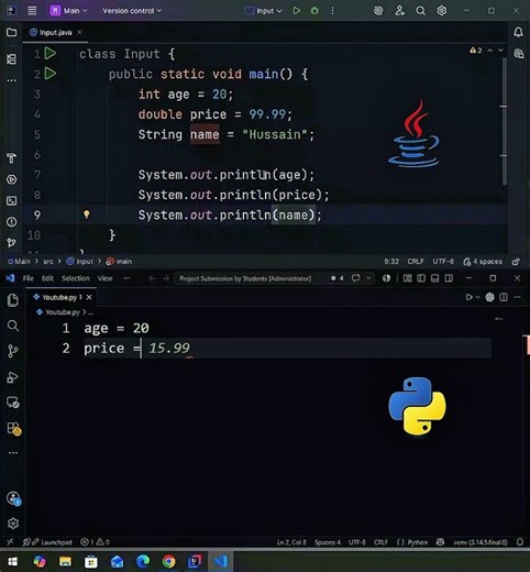 Java vs Python: Variables 🤯 | What's the Difference? #Shorts #Java #Python