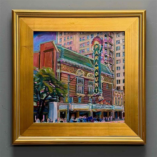 Austin Paramount Theatre Oil Painting, Summer Film Series, Art Deco Architecture - Etsy