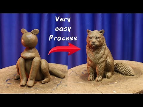 How to make cat with clay | clay animals sculpting | clay art
