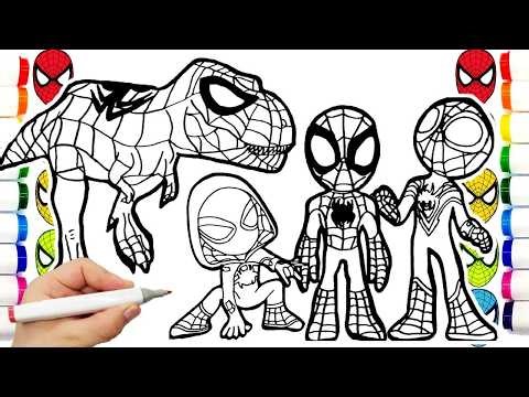Spider-Man Coloring Pages Spider-Man and Friends draw marvel coloring compilation 2 cool