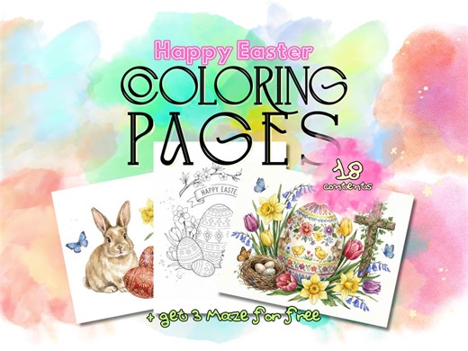 Easter Coloring Pages for Kids | Printable Bunny Egg Activity Sheets | Sunday School Craft | Toddler Spring Coloring | Instant Download PDF - Etsy