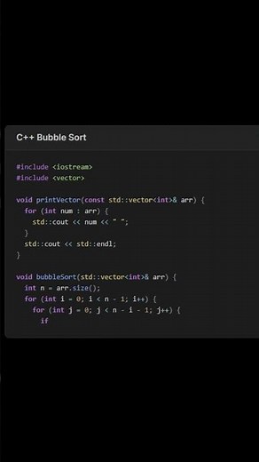 Bubble Sort in 60 Seconds: C++ Code Explained! 🚀 #algorithm#education