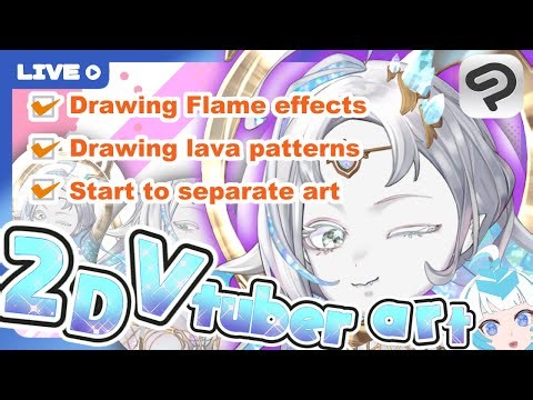 (JP/EN) How to design a VTuber art: Painting flame, Lava, and start to separate art for VTuber model