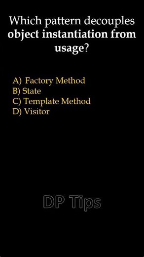 Which pattern decouples object instantiation from usage? | #shorts