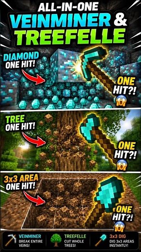 🔥 Minecraft Cool Mods PT.37 | One Hit Mining?! 😳 #shorts