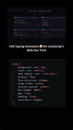 CSS Typing Animation 😱 No JavaScript | Web Dev Trick #coding #webdevelopment #programming #html