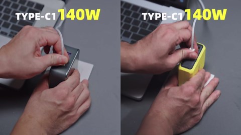 AOHI Magcube 140W USB C Charger PD3.1 3-Port GaN+ Laptop Wall Charger 100W Fast Charging Power Adapter Foldable Plug for MacBook Pro 16'', Dell XPS, iPad Pro, Galaxy, iPhone 17 Pro, Chromebook, Yellow