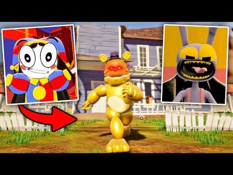 Pomni & Jax Play - Hello Neighbor Fredbear Mod