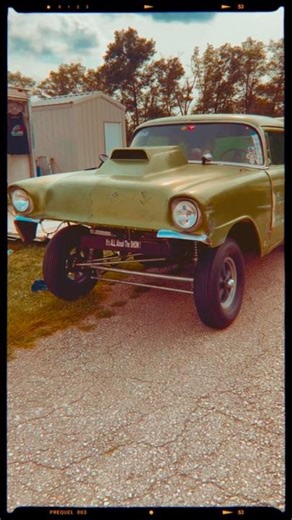 Wild Wheelstanding Chevy Gasser in the Pits at the Dragstrip #wild