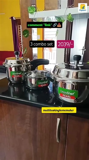 Green chef set of 3 stainless steel cooker combo induction 2,3,5 L/@flipkart/multitaskinghomemaker