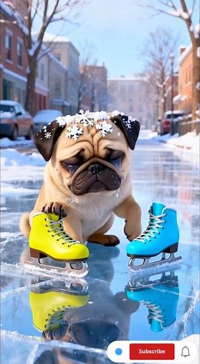 Adorable! Dog fell While Skating -Friend Helped him slide together