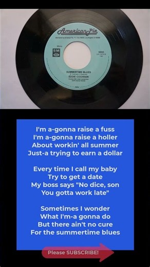 Song of the Day: SUMMERTIME BLUES Eddie Cochran 1958