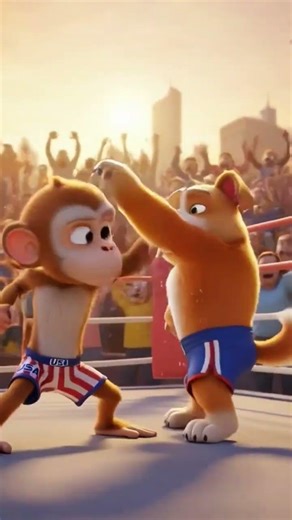 Epic Monkey vs Dog Boxing Showdown 🥊 | Animated USA Championship Fight #shorts