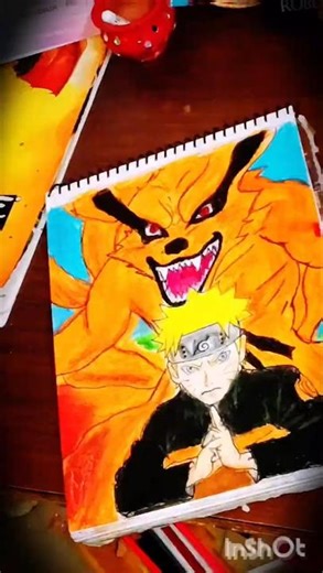 Unleashing the Nine-Tails! Drawing Naruto & Kurama 🦊🎨#shorts#crasiara
