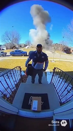 Delivery Driver vs. EXPLOSION 🤯📦 (Sora AI is Getting Scary!) #Shorts