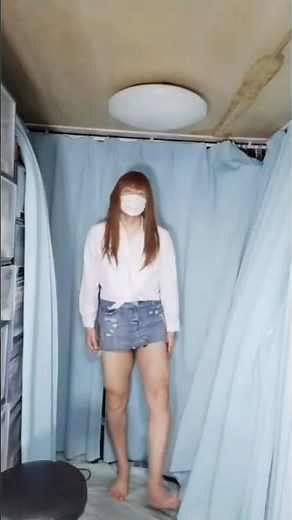 ★85 shot【#女装】女装してみました。 超ミニデニムスカートでガーターベルト黒ストッキングを履く！ お着替え 着こなし#コスプレ #男の娘 #Crossdresser & #女装子