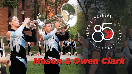 "The Boston family never leaves you. Drum corps is hard. And that’s what makes Boston so special cause we’re all here to help each other and we pick each other up.” Mason and Owen Clark are two brothers who share more than just a familial bond. After Mason joined the Boston Crusaders in 2019, Owen was soon inspired to follow in his big brother's footsteps. Together, the Clark brothers have watched each other grow separately from the sidelines and together on the field. This summer, the brothers 