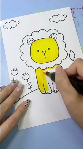 かわいいライオンの描き方とぬりえ｜子ども向け簡単おえかき 🦁🎨