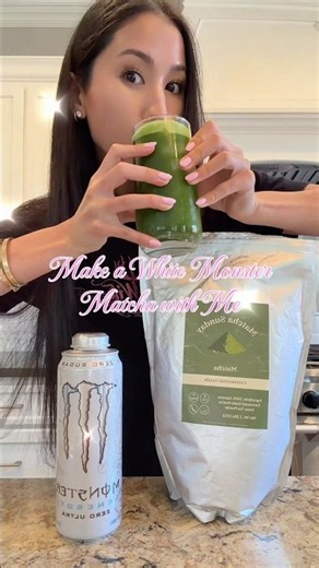 my white monster matcha latte recipe 🤤 the lip pillow isn’t necessary but it’s my cherry on top